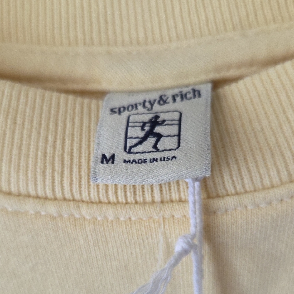 Sporty & Rich Butter Yellow Wellness Crewneck Sweatshirt 100% Cotton Sz M NEW - Picture 11 of 16